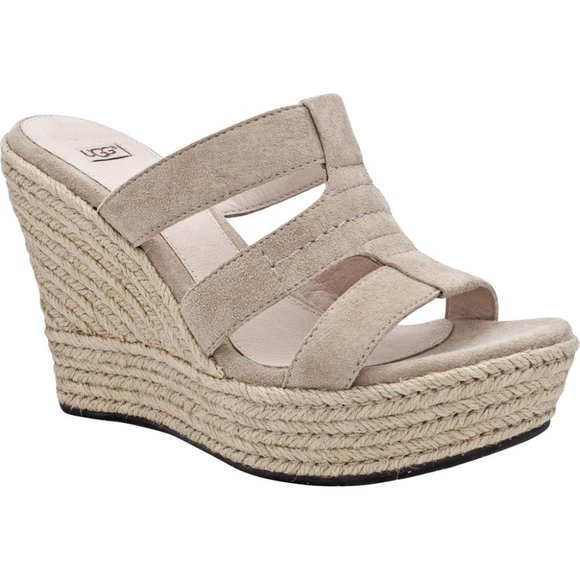 Brand New Women's UGG Tawnie Wedge Suede Espadrilles Sandals - Picture 14 of 16